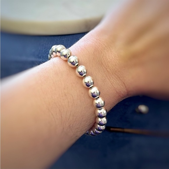 Vintage Sterling Silver Round Bead Bracelet - Picture 5 of 6